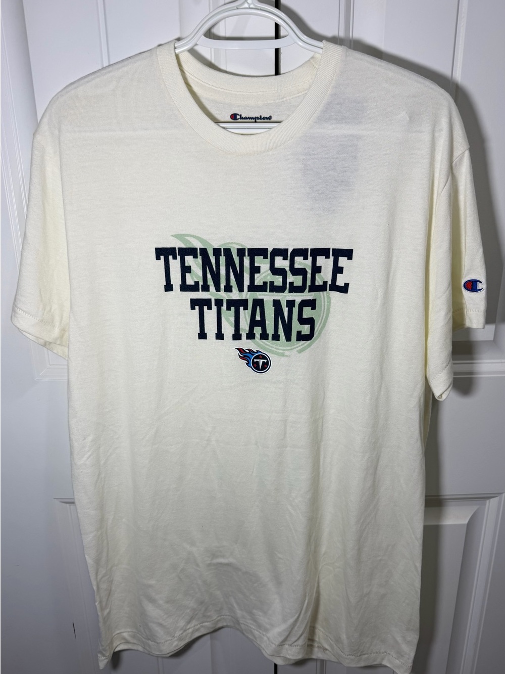 Tennessee Titans T Shirt Mens Large Champion NFL Soft Cream NWT